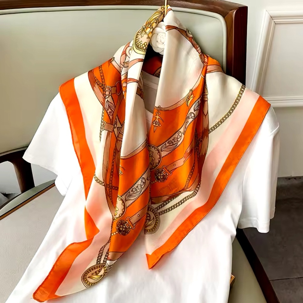 Luxury and Elegant scarf  27”x27”in for all seasons and silk touch orange